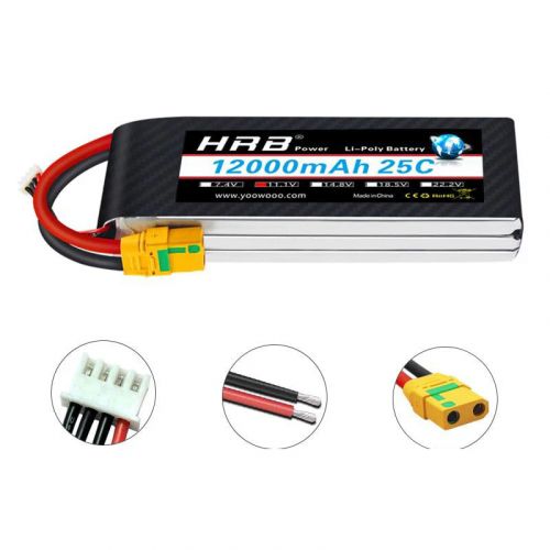 Аккумулятор HRB Lipo 3S 11.1В 12000мАч 25C XT60/T/EC2/EC3/EC5/XT90/XT30 для RC авто, лодок, дронов