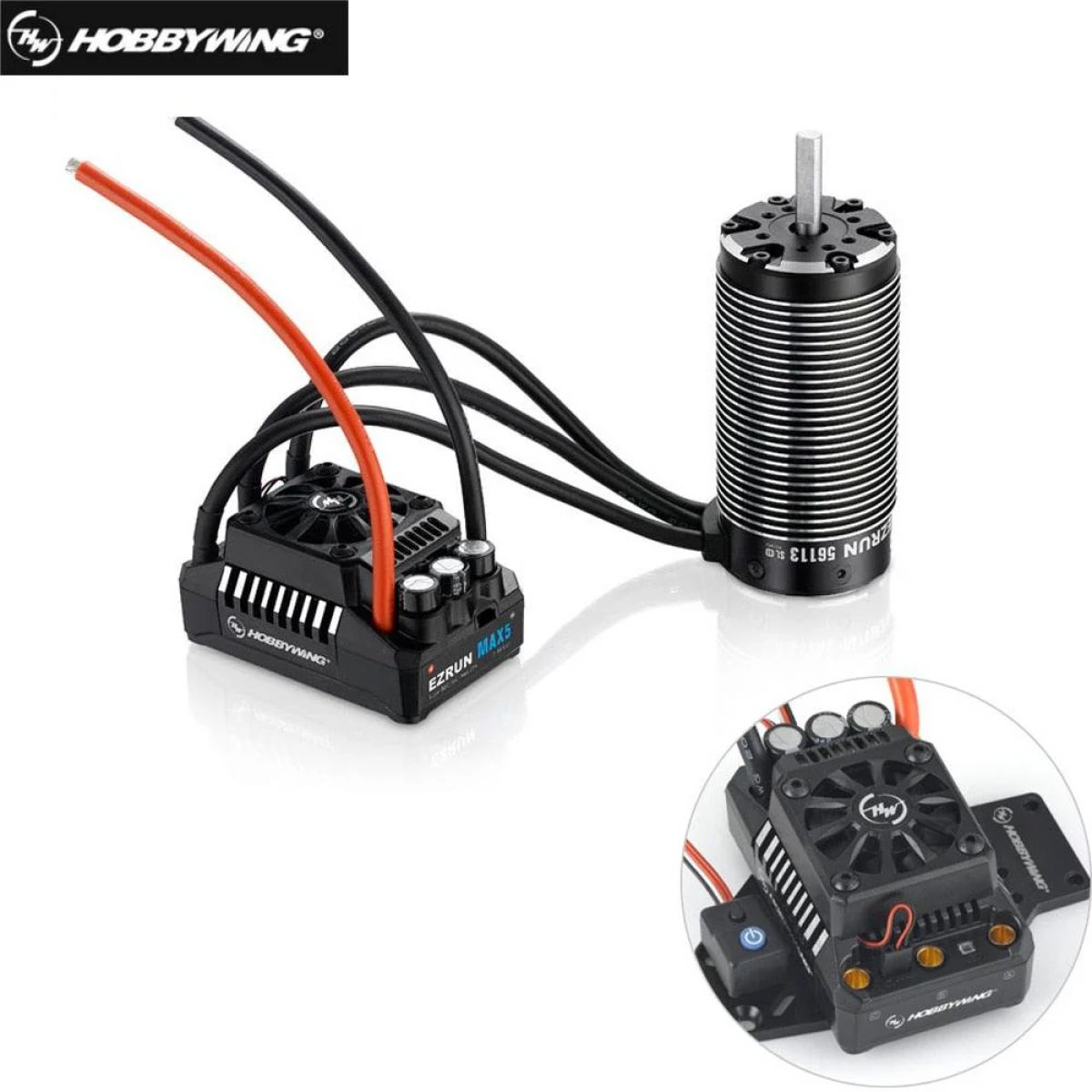 Бесколлекторный мотор 800KV 4-полюсный + ESC 200A влагозащищённый для 1/5 RC авто (HobbyWing) Бесколлекторный мотор 800KV 4-полюсный + ESC 200A влагозащищённый для 1/5 RC авто (HobbyWing)