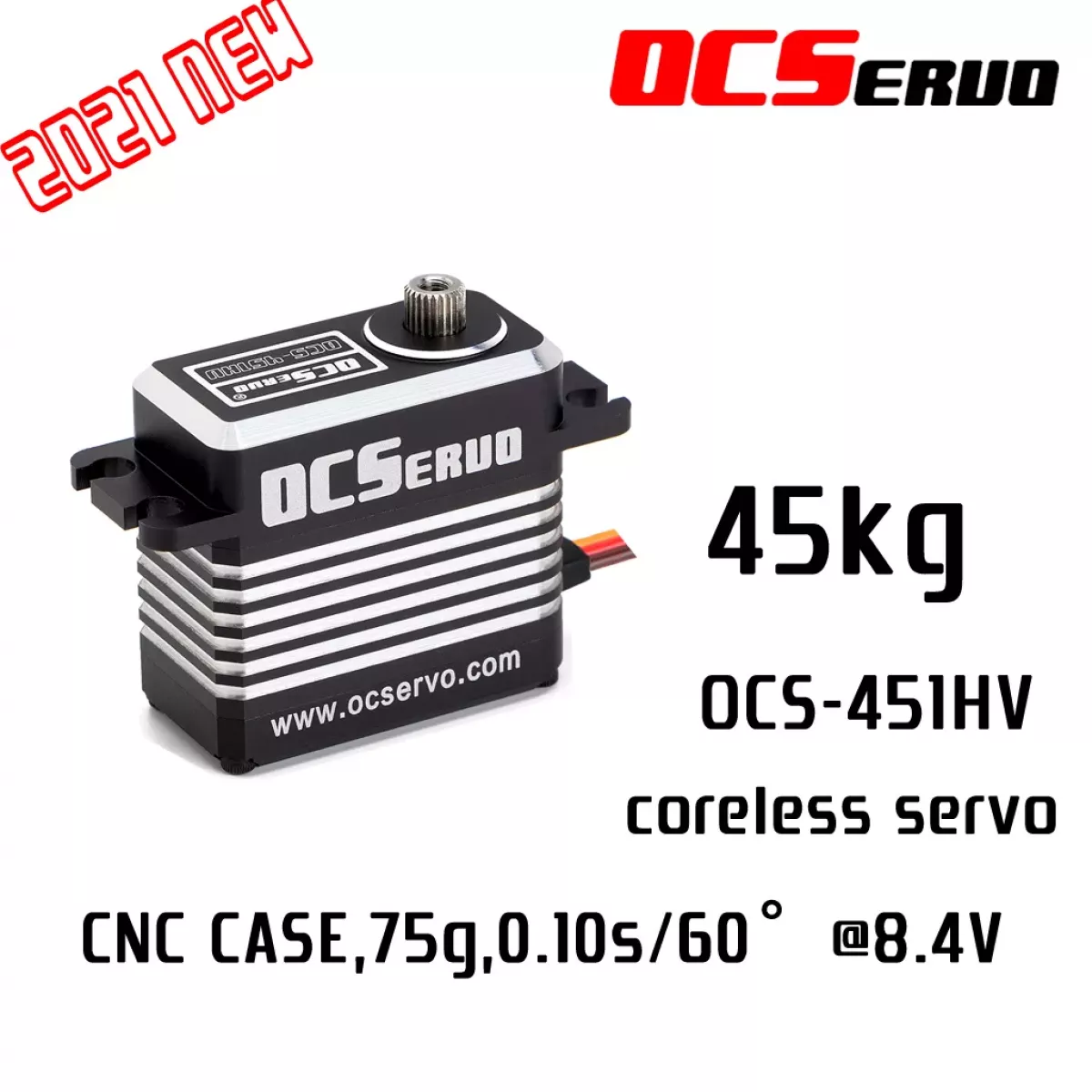 OCServer OCS-451HV - 8.4В, 45кг·см, 73г, 0.10S/60°, бесколлекторный, сервопривод, сталь, CNC, влагозащищённый OCServer OCS-451HV - 8.4В, 45кг·см, 73г, 0.10S/60°, бесколлекторный, сервопривод, сталь, CNC, влагозащищённый