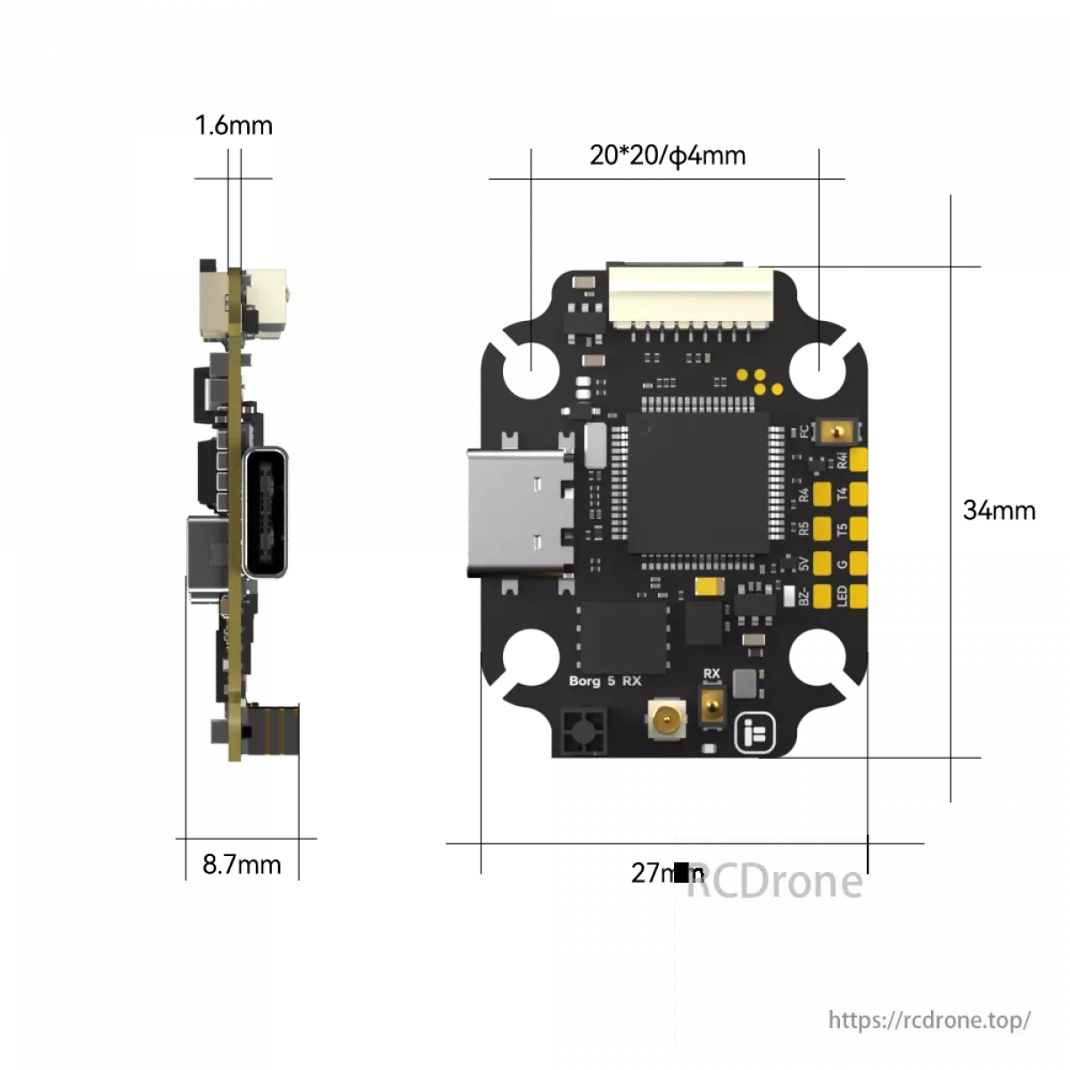 iFlight Borg 5S RX Stack с ELRS контроллером и 60A 4-в-1 ESC для гоночных FPV дронов (4–8S) iFlight Borg 5S RX Stack с ELRS контроллером и 60A 4-в-1 ESC для гоночных FPV дронов (4–8S)