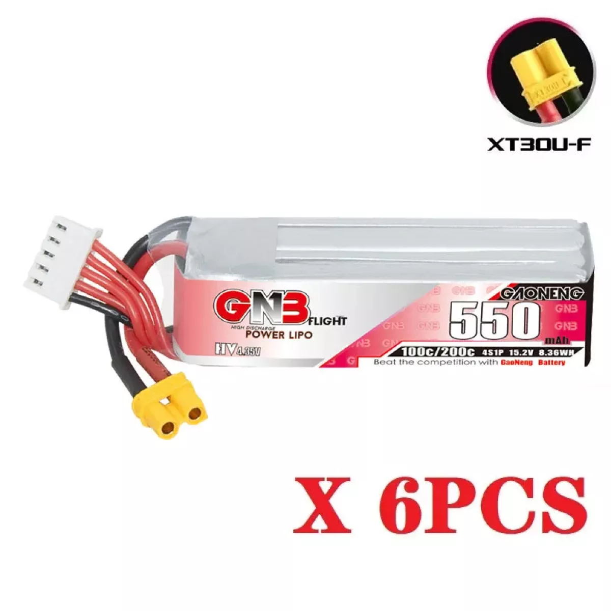 Аккумулятор LiPo GNB 4S HV 15.2V 550mAh 100C/200C для дрона с разъёмом XT30