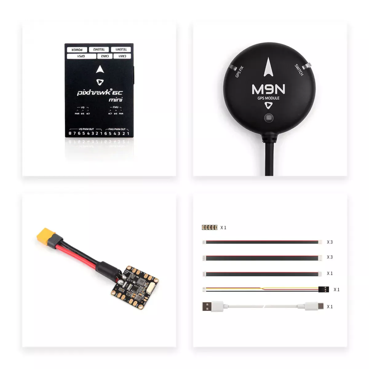 Контроллер Holybro Pixhawk 6C Mini FC с модулем питания M02/M06 и GPS M8N/M9N/M10 для дрона/БПЛА Контроллер Holybro Pixhawk 6C Mini FC с модулем питания M02/M06 и GPS M8N/M9N/M10 для дрона/БПЛА
