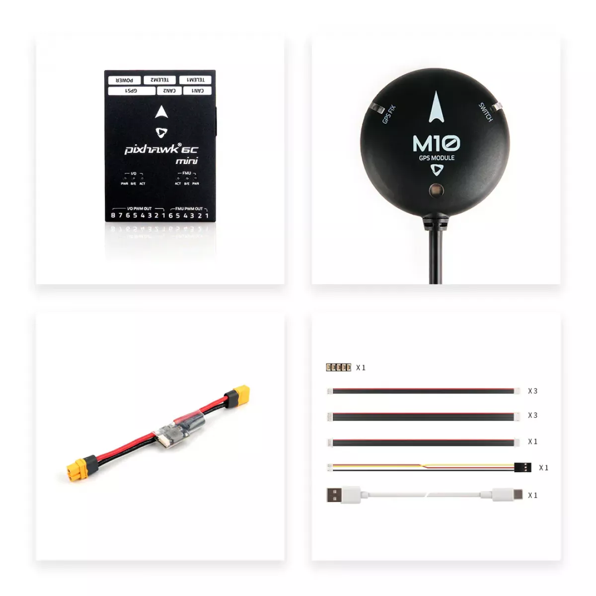 Контроллер Holybro Pixhawk 6C Mini FC с модулем питания M02/M06 и GPS M8N/M9N/M10 для дрона/БПЛА Контроллер Holybro Pixhawk 6C Mini FC с модулем питания M02/M06 и GPS M8N/M9N/M10 для дрона/БПЛА