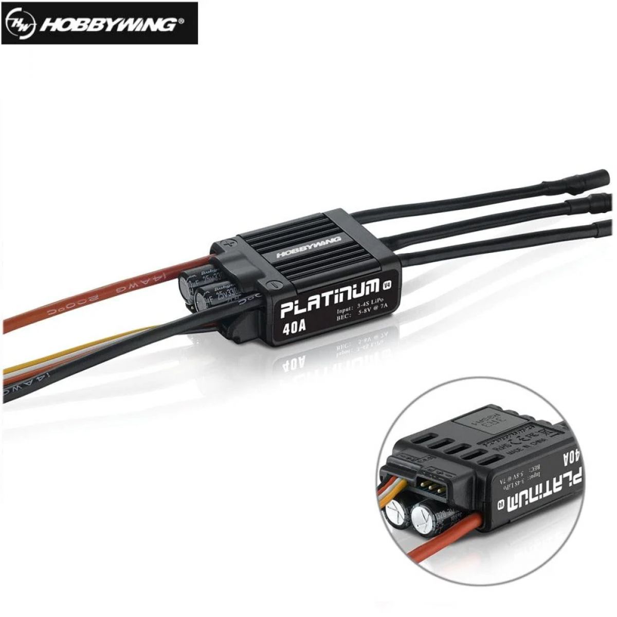 Hobbywing Platinum 40A V4 ESC — Бесколлекторный контроллер скорости для FPV, дронов и вертолётов Hobbywing Platinum 40A V4 ESC — Бесколлекторный контроллер скорости для FPV, дронов и вертолётов