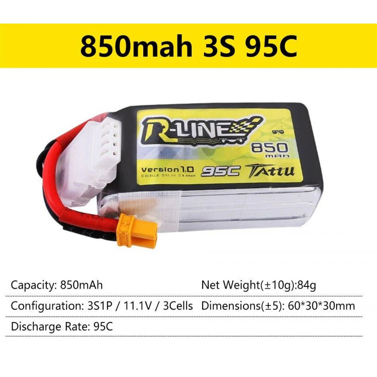 Аккумулятор LiPo Gens Ace Tattu R-Line 95C 3S/4S/6S 550-1800mAh для FPV гонок и RC моделей Аккумулятор LiPo Gens Ace Tattu R-Line 95C 3S/4S/6S 550-1800mAh для FPV гонок и RC моделей