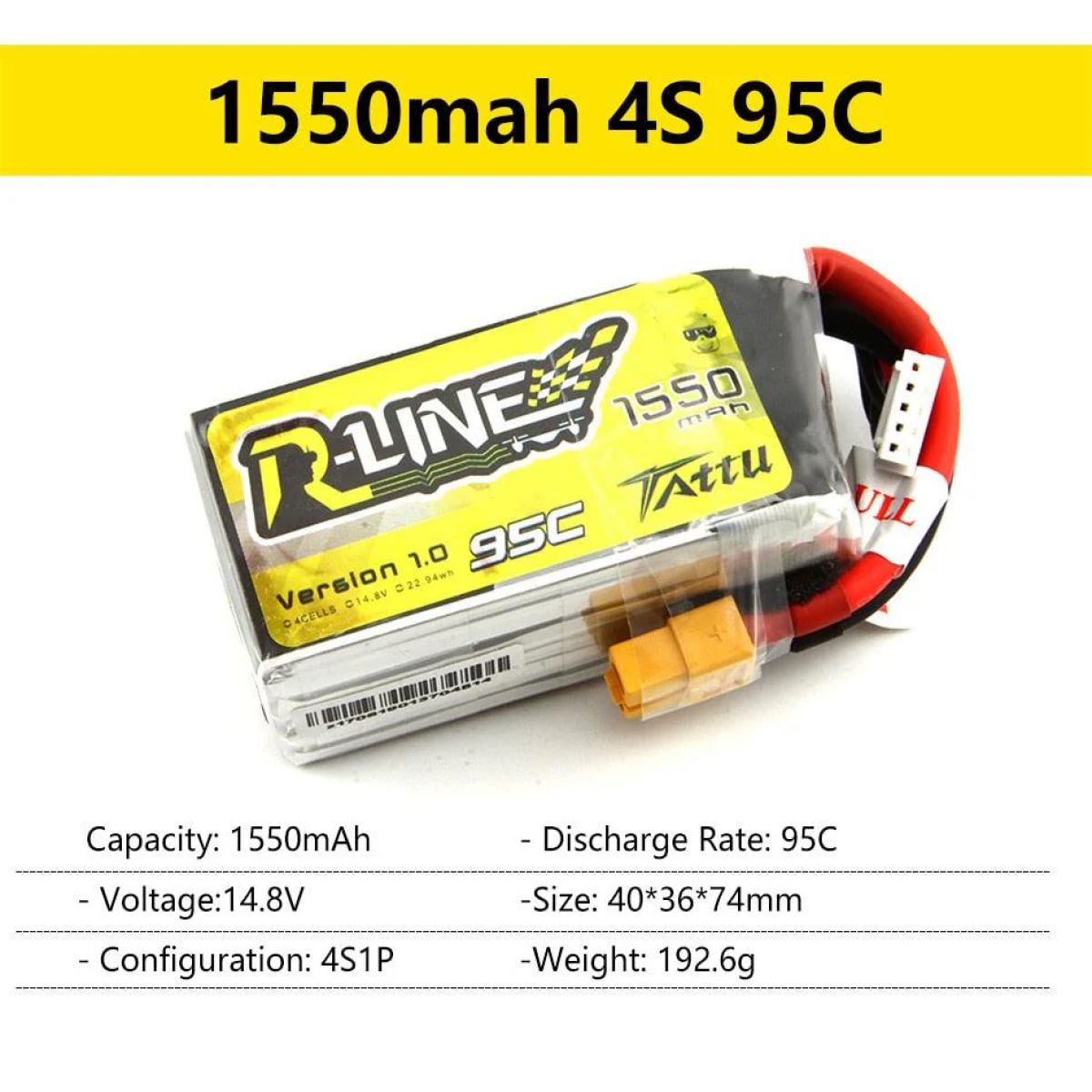 Аккумулятор LiPo Gens Ace Tattu R-Line 95C 3S/4S/6S 550-1800mAh для FPV гонок и RC моделей Аккумулятор LiPo Gens Ace Tattu R-Line 95C 3S/4S/6S 550-1800mAh для FPV гонок и RC моделей