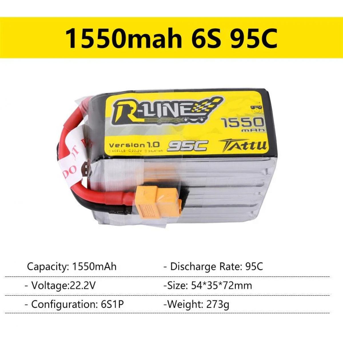 Аккумулятор LiPo Gens Ace Tattu R-Line 95C 3S/4S/6S 550-1800mAh для FPV гонок и RC моделей Аккумулятор LiPo Gens Ace Tattu R-Line 95C 3S/4S/6S 550-1800mAh для FPV гонок и RC моделей