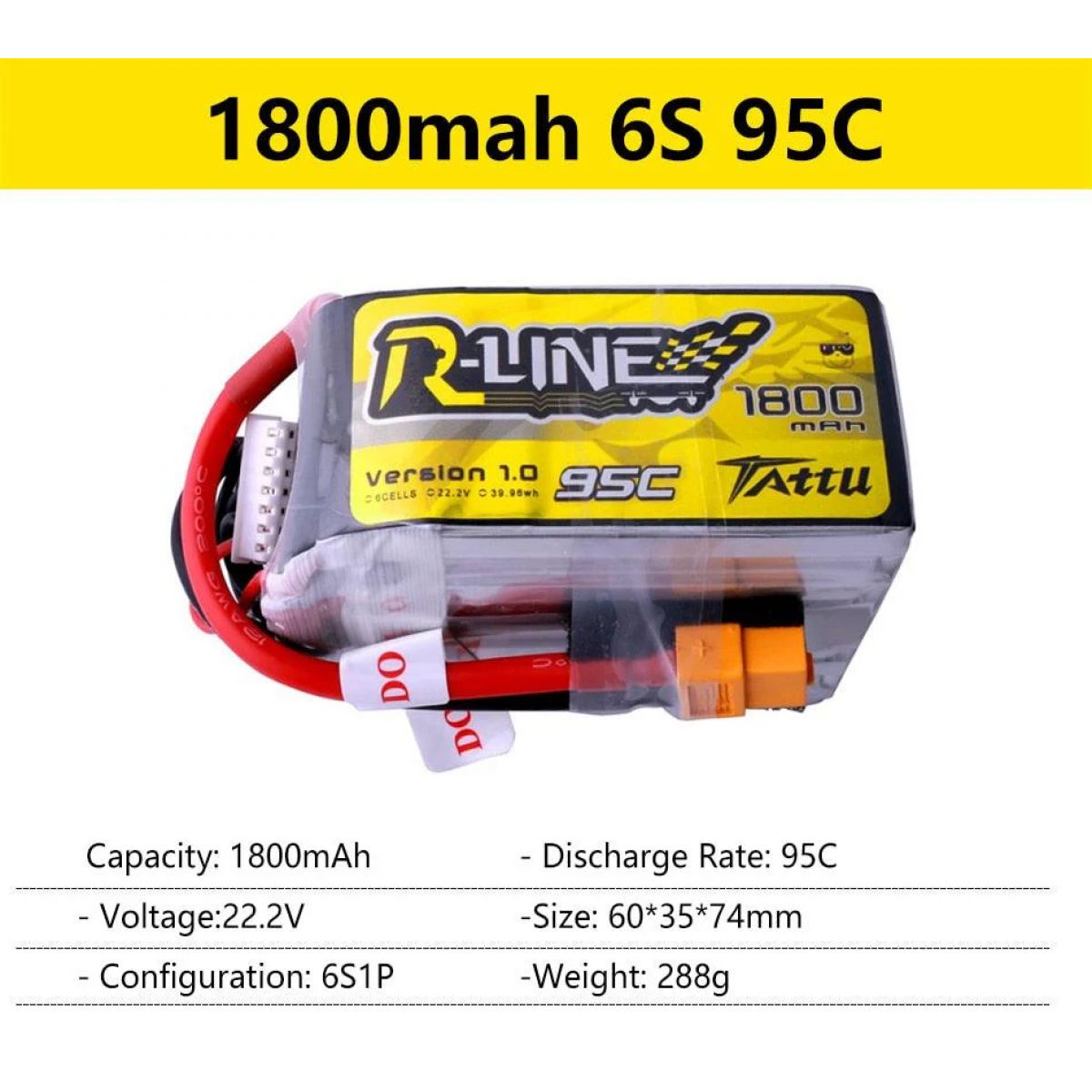 Аккумулятор LiPo Gens Ace Tattu R-Line 95C 3S/4S/6S 550-1800mAh для FPV гонок и RC моделей Аккумулятор LiPo Gens Ace Tattu R-Line 95C 3S/4S/6S 550-1800mAh для FPV гонок и RC моделей