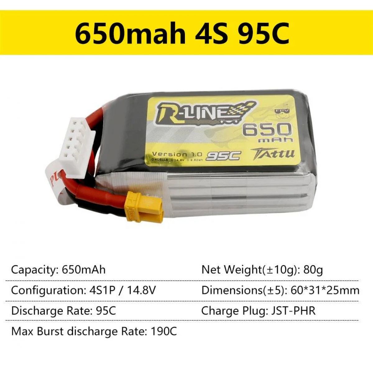 Аккумулятор LiPo Gens Ace Tattu R-Line 95C 3S/4S/6S 550-1800mAh для FPV гонок и RC моделей Аккумулятор LiPo Gens Ace Tattu R-Line 95C 3S/4S/6S 550-1800mAh для FPV гонок и RC моделей