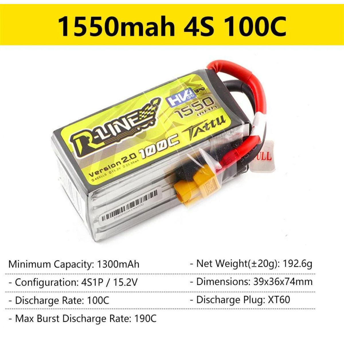 Аккумулятор LiPo Gens Ace Tattu R-Line 95C 3S/4S/6S 550-1800mAh для FPV гонок и RC моделей Аккумулятор LiPo Gens Ace Tattu R-Line 95C 3S/4S/6S 550-1800mAh для FPV гонок и RC моделей