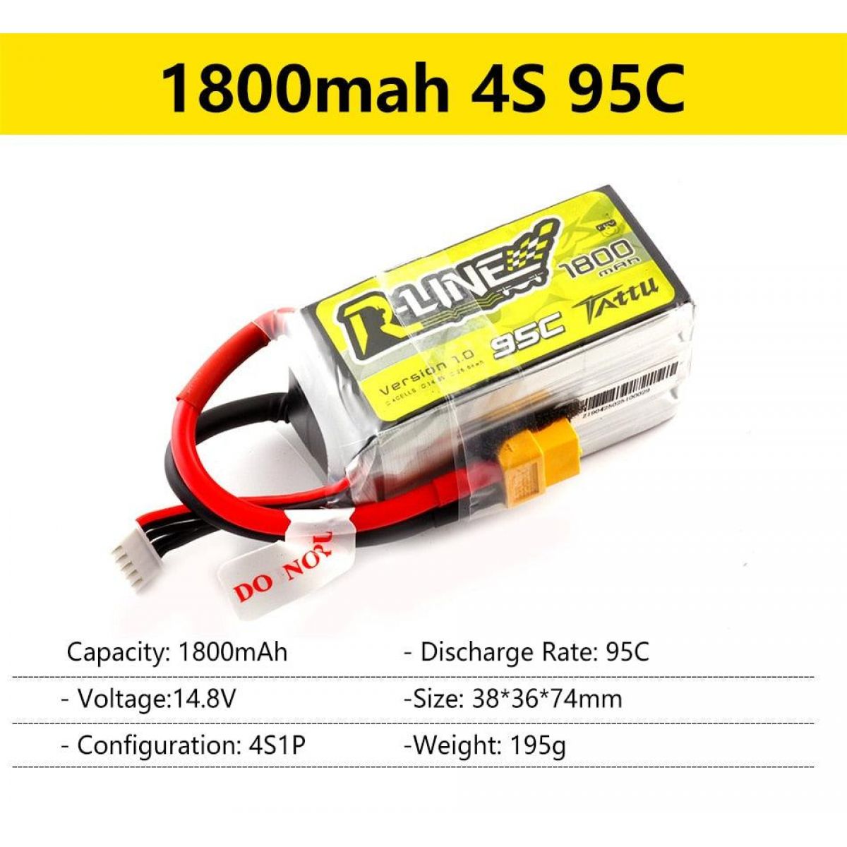 Аккумулятор LiPo Gens Ace Tattu R-Line 95C 3S/4S/6S 550-1800mAh для FPV гонок и RC моделей Аккумулятор LiPo Gens Ace Tattu R-Line 95C 3S/4S/6S 550-1800mAh для FPV гонок и RC моделей