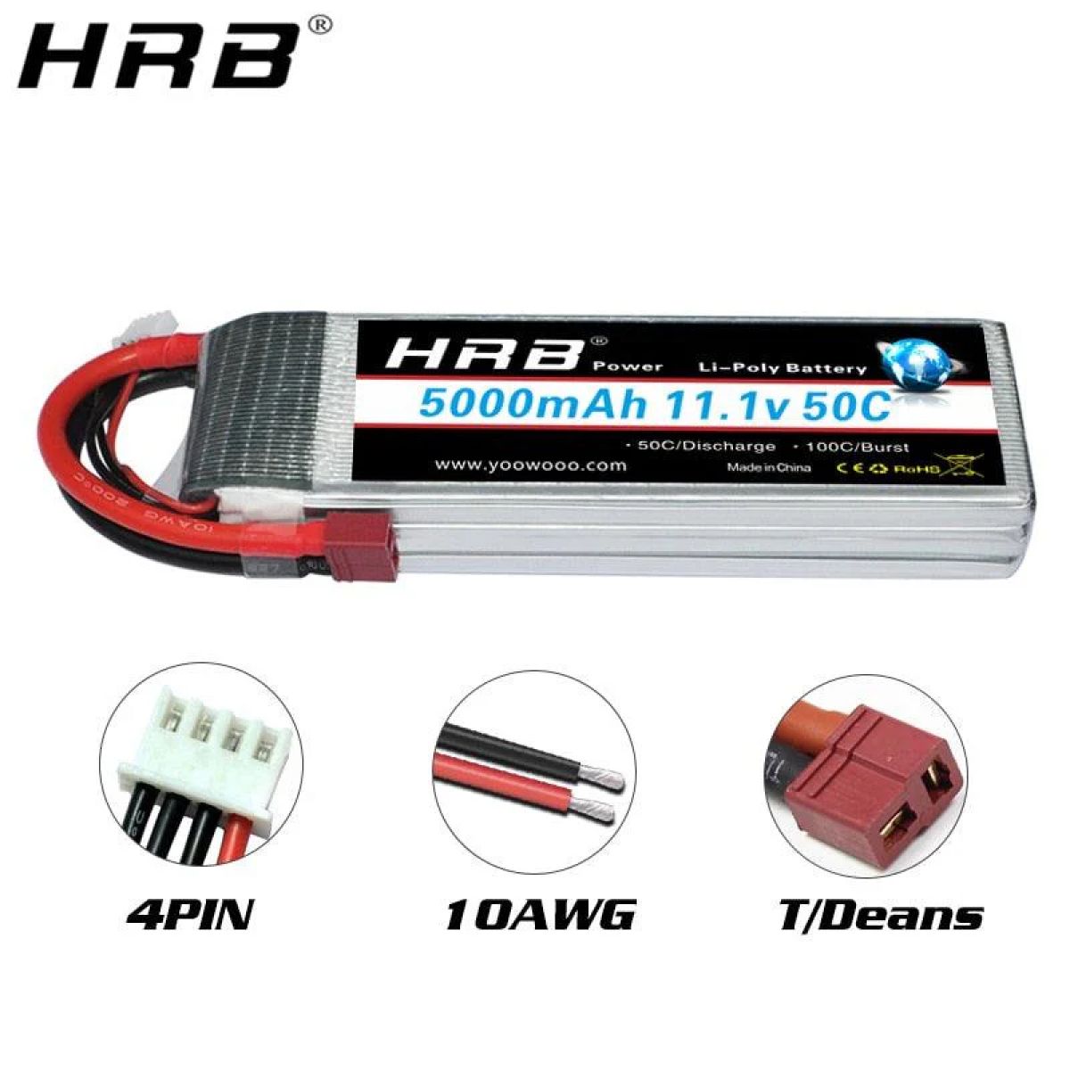 Аккумулятор HRB Lipo 3S 11.1В, 1300–22000мАч, разъём XT60 Аккумулятор HRB Lipo 3S 11.1В, 1300–22000мАч, разъём XT60