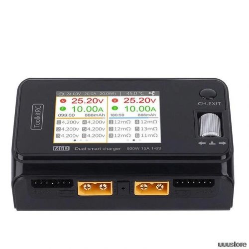 ToolkitRC M6D 500Вт 15A DC двойной мини зарядник-разрядник для 1-6S LiPo FPV, замена M8