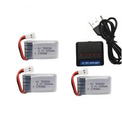 Аккумулятор 3.7В 300мАч LiPo + зарядка 5-в-1 для дронов U816 U830 F180 E55 FQ777 H107 X11C FY530