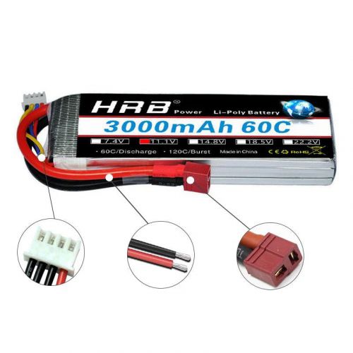 Аккумулятор HRB 3S 11.1В 3000мАч LiPo 60C с разъёмами XT60 EC5 T Deans XT90 для RC моделей