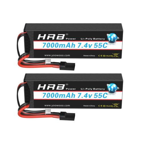 2 шт. HRB Lipo 2S 6000/7000mAh 7.4V Hard Case 60C для RC Evader BX, RC авто, самолёт, дрон