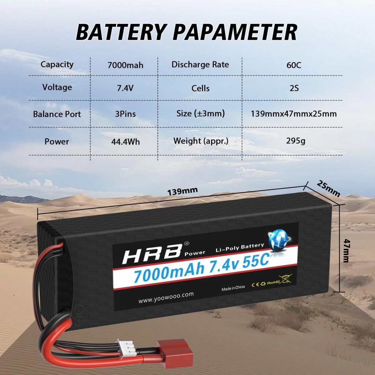 2 шт. HRB Lipo 2S 6000/7000mAh 7.4V Hard Case 60C для RC Evader BX, RC авто, самолёт, дрон 2 шт. HRB Lipo 2S 6000/7000mAh 7.4V Hard Case 60C для RC Evader BX, RC авто, самолёт, дрон
