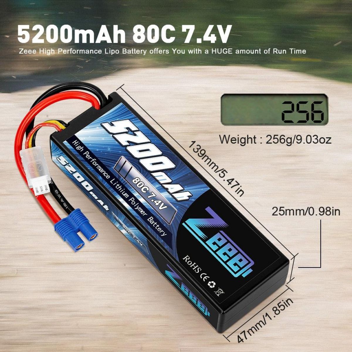 2 шт. Zeee 7.4V 5200mAh 80C 2S LiPo аккумулятор Hard Case с EC3 для RC авто, вертолёта, дрона, FPV 2 шт. Zeee 7.4V 5200mAh 80C 2S LiPo аккумулятор Hard Case с EC3 для RC авто, вертолёта, дрона, FPV