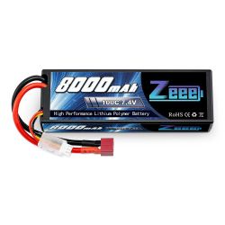 Zeee 2S LiPo аккумулятор 7.4V 100C 8000mAh Hardcase с разъёмом Deans для RC авто, лодок, FPV