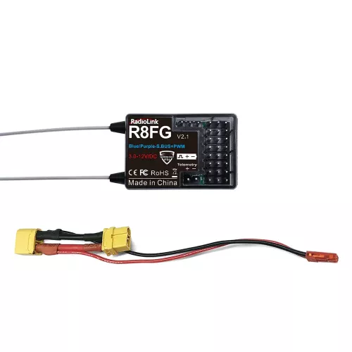 RadioLink R8FG 8-канальный приёмник с двумя антеннами, SBUS PWM, телеметрией, влагозащита IPX4