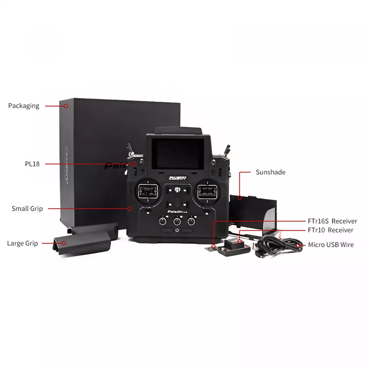 Аппаратура радиоуправления Flysky Paladin PL18 2.4G 18CH с приёмниками FTr10 и FTr16S Аппаратура радиоуправления Flysky Paladin PL18 2.4G 18CH с приёмниками FTr10 и FTr16S