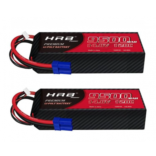 2 шт. HRB RC LiPo аккумуляторы 3S/4S/6S 9500/8000/7000/6000 мАч 150C/120C/50C 11.1/14.8/22.2/7.4V жесткий кейс для FPV, дронов, самолётов