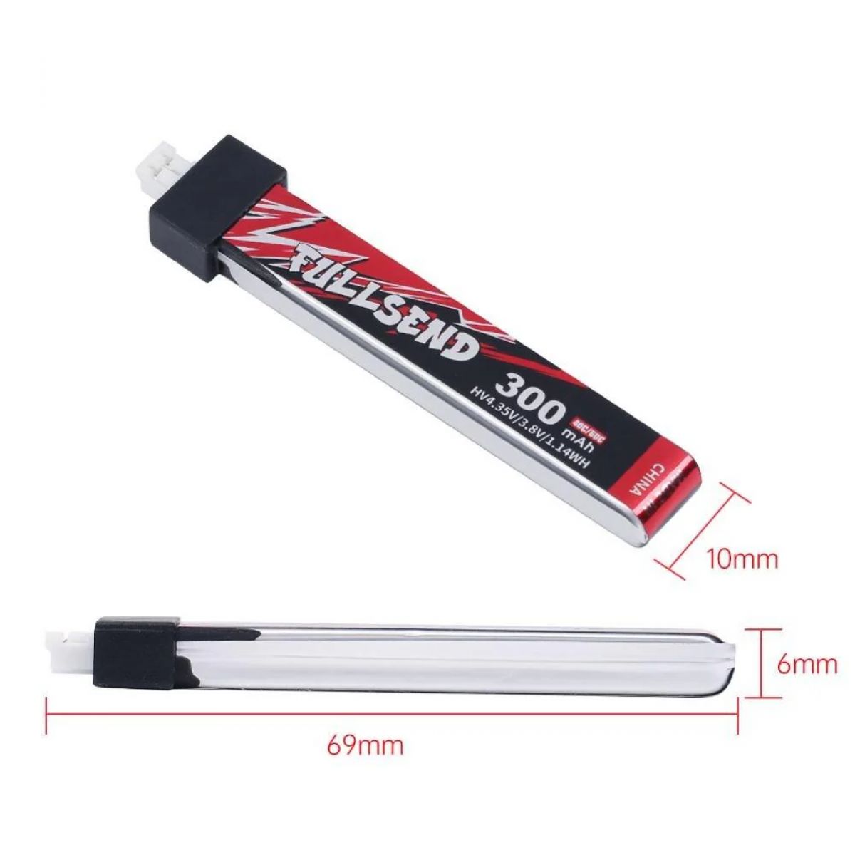 Аккумулятор iFlight Fullsend 1S 300mAh 40C HV JST-PH2.0 для Alpha A65 Tiny Whoop FPV, 5 шт. Аккумулятор iFlight Fullsend 1S 300mAh 40C HV JST-PH2.0 для Alpha A65 Tiny Whoop FPV, 5 шт.