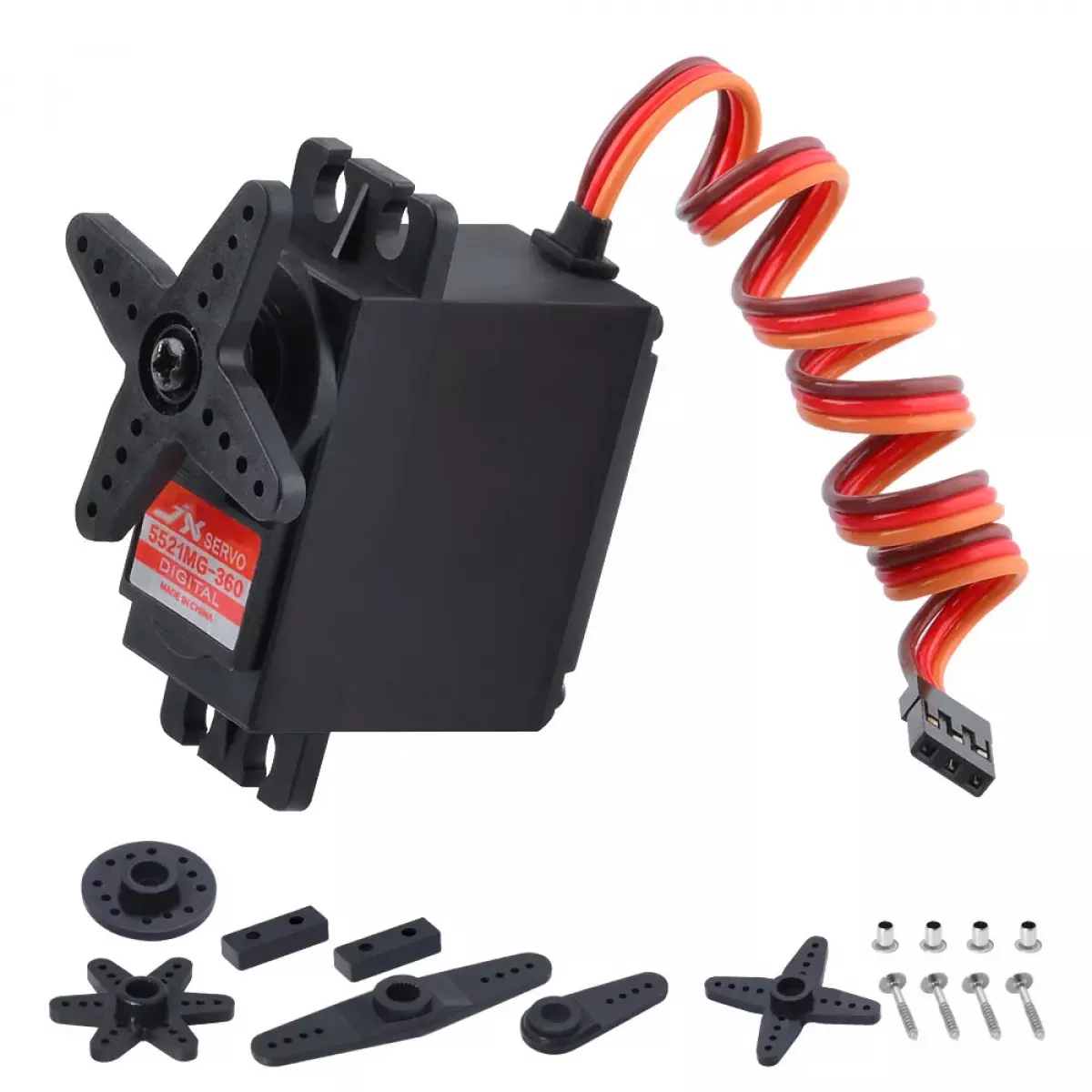Сервопривод JX Servo PDI-5521MG 20кг 6В 360° для RC моделей, роботов, лодок, самолетов Сервопривод JX Servo PDI-5521MG 20кг 6В 360° для RC моделей, роботов, лодок, самолетов