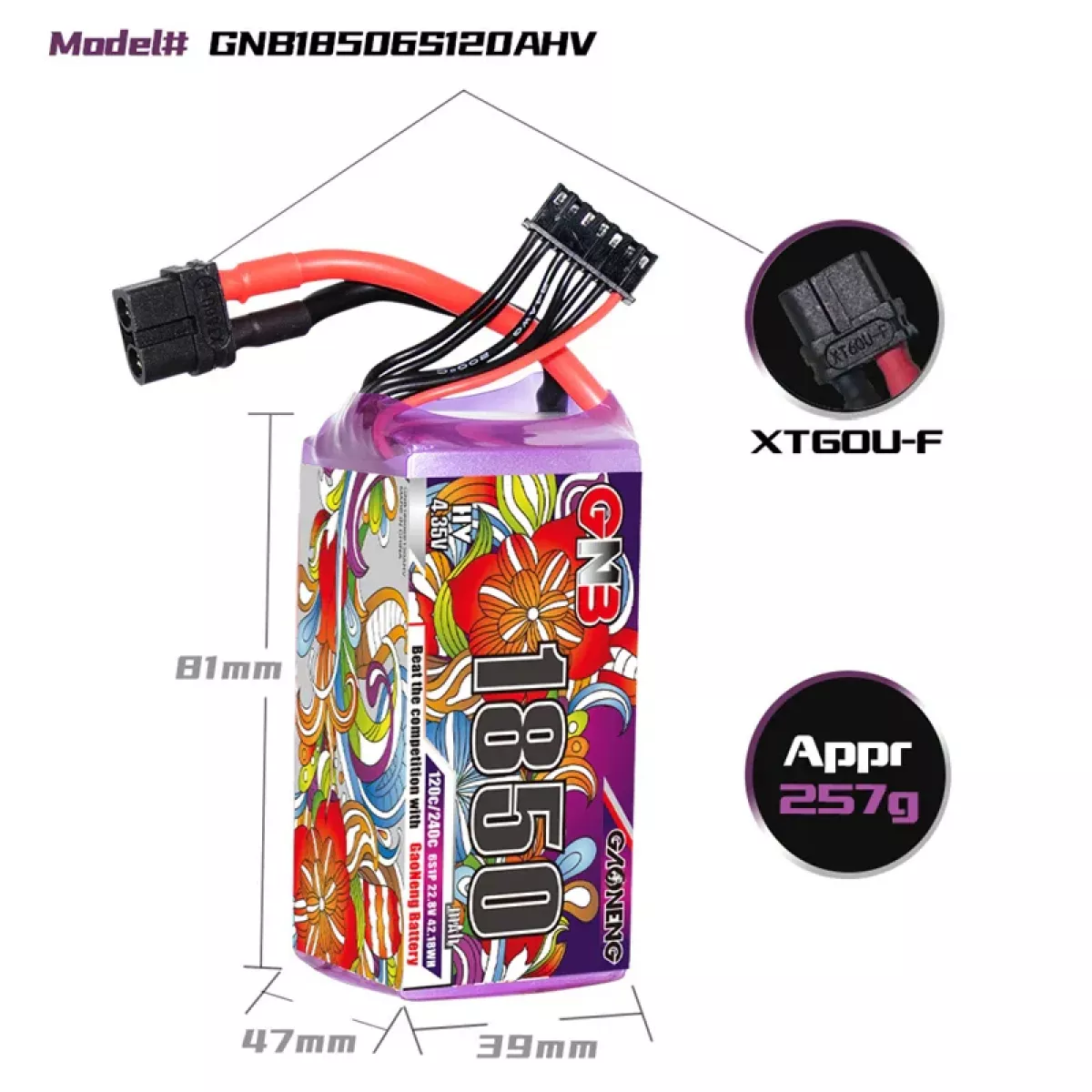 Аккумулятор GaoNeng GNB 6S HV 22.8V 1850mAh 120C Lipo для FPV гоночного дрона Аккумулятор GaoNeng GNB 6S HV 22.8V 1850mAh 120C Lipo для FPV гоночного дрона