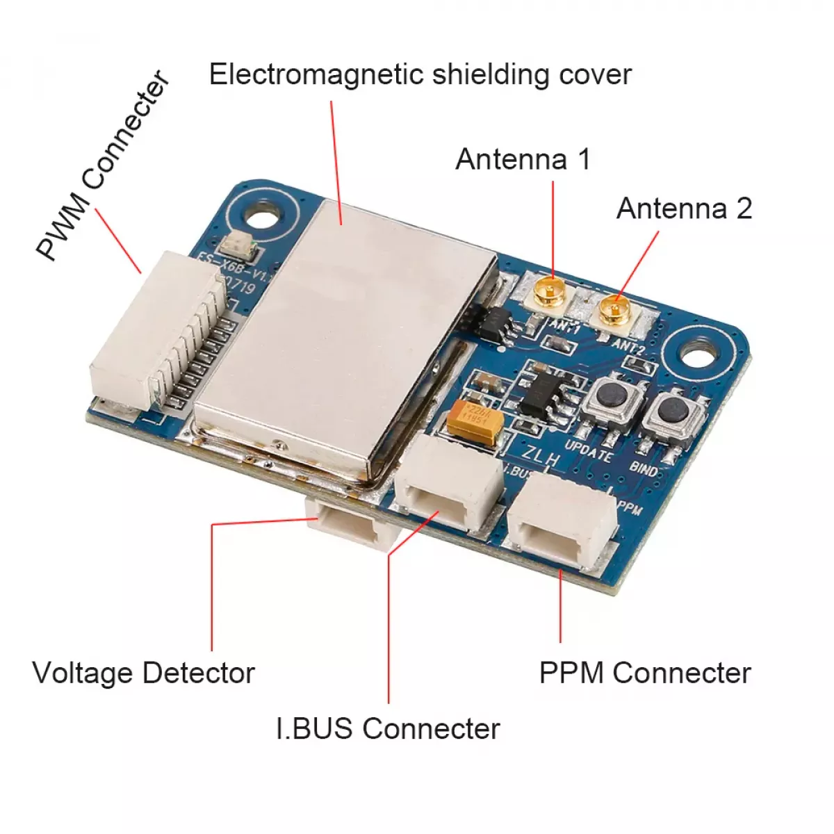 FlySky FS-X6B 2.4G 6CH приемник PWM/PPM/I.BUS для FPV дрона и передатчиков FS-i10/i8/i6X/i4/i6/i6S FlySky FS-X6B 2.4G 6CH приемник PWM/PPM/I.BUS для FPV дрона и передатчиков FS-i10/i8/i6X/i4/i6/i6S