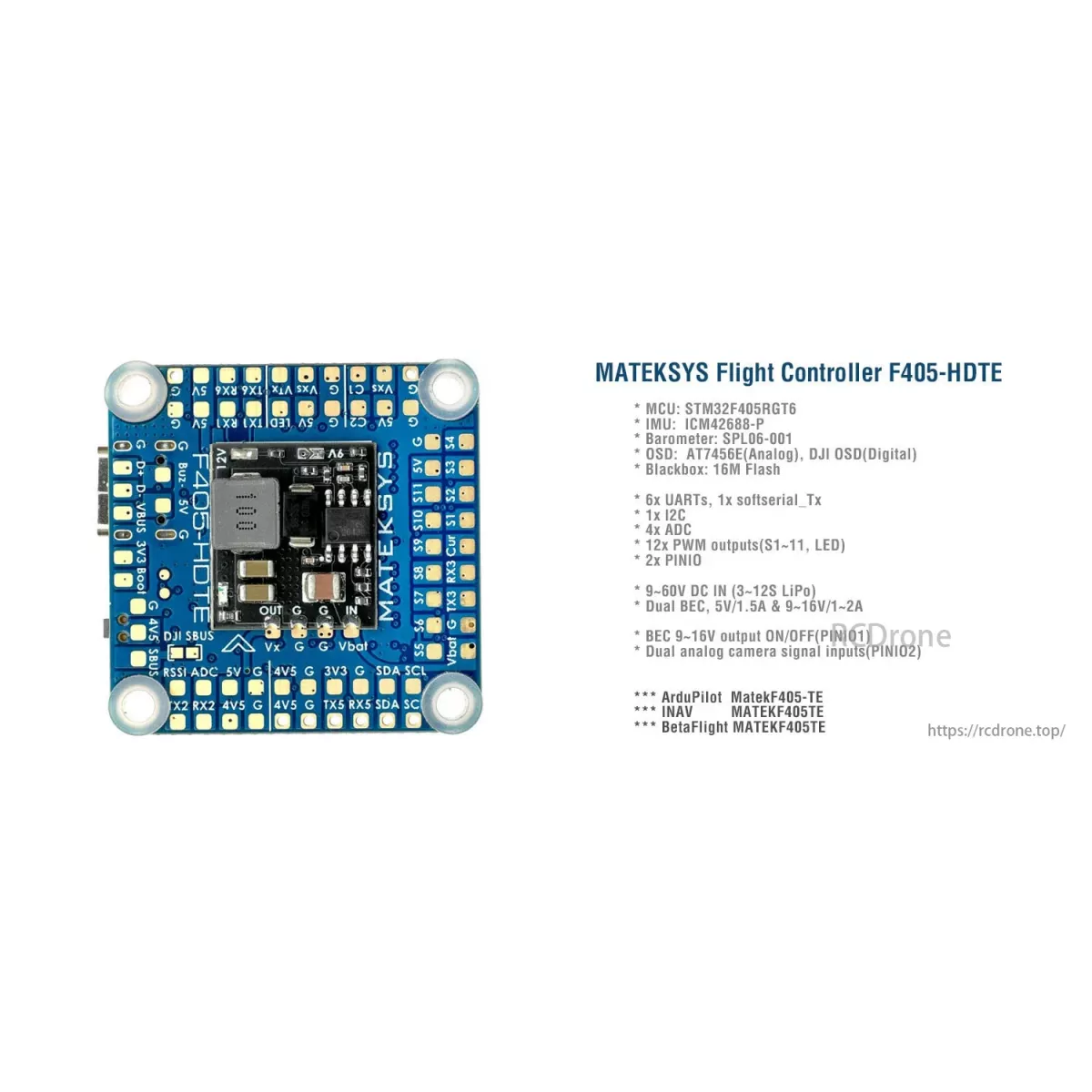 Полетный контроллер MATEK Mateksys F405-HDTE для FPV-дронов Полетный контроллер MATEK Mateksys F405-HDTE для FPV-дронов