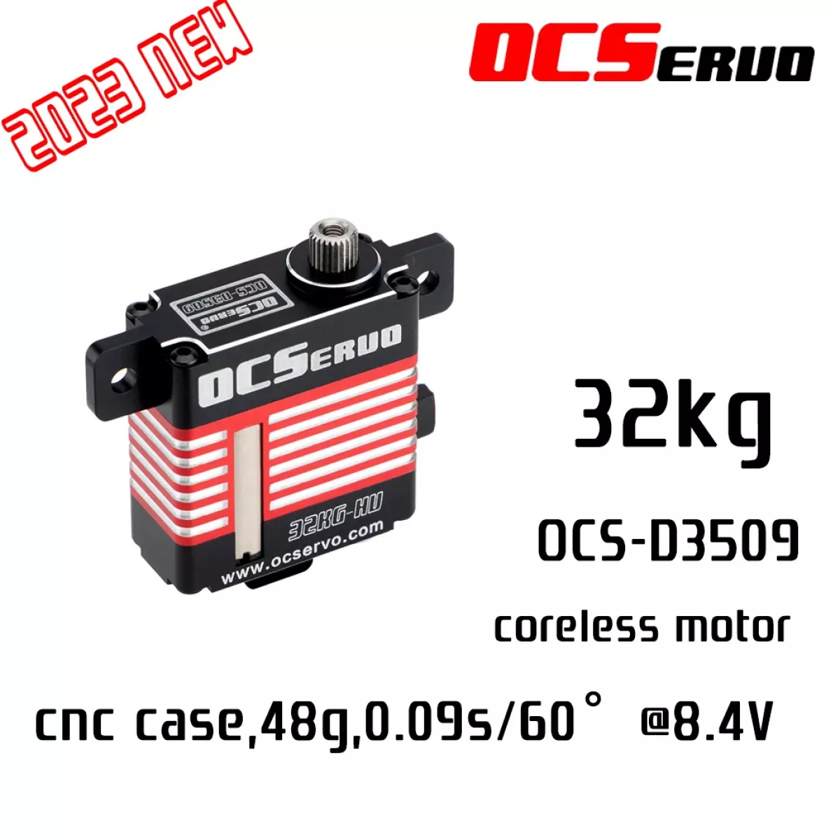 OCServo OCS-D3509 — Серво 8.4В, 32кг·см, 0.09c/60°, coreless, стальной редуктор, CNC корпус, Wing OCServo OCS-D3509 — Серво 8.4В, 32кг·см, 0.09c/60°, coreless, стальной редуктор, CNC корпус, Wing