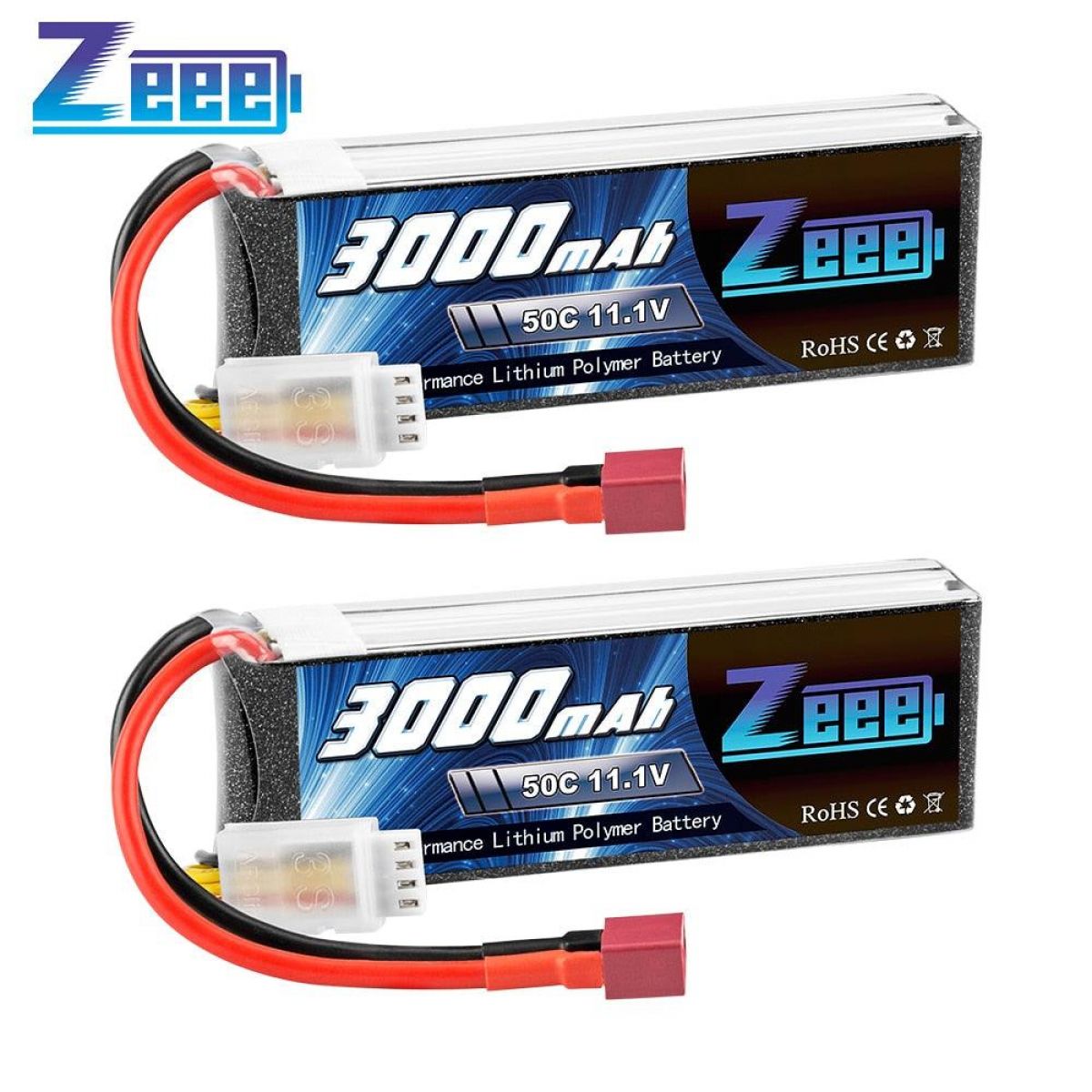 2шт Zeee 11.1V 50C 3000mAh 3S Lipo аккумулятор Deans для RC вертолёт, самолёт, авто, FPV дрон 2шт Zeee 11.1V 50C 3000mAh 3S Lipo аккумулятор Deans для RC вертолёт, самолёт, авто, FPV дрон