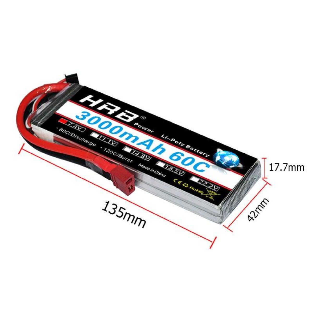 Аккумулятор HRB Lipo 2S 7.4V 3000mAh 60C для RC Car, UAV, Drone, RC Truck, RC Airplane, 1/16, 1/14 Аккумулятор HRB Lipo 2S 7.4V 3000mAh 60C для RC Car, UAV, Drone, RC Truck, RC Airplane, 1/16, 1/14