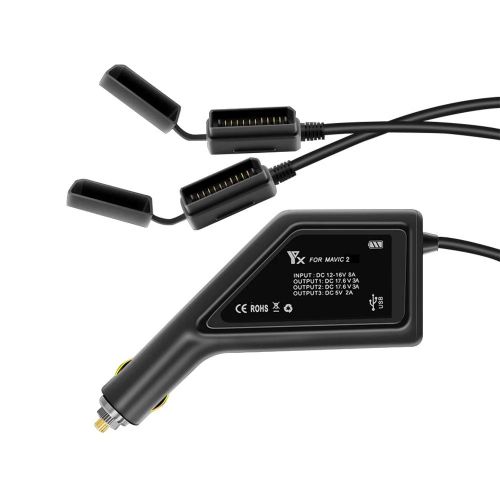 Быстрое зарядное устройство 3-в-1 для аккумулятора и пульта DJI Mavic 2 Pro/Zoom с USB