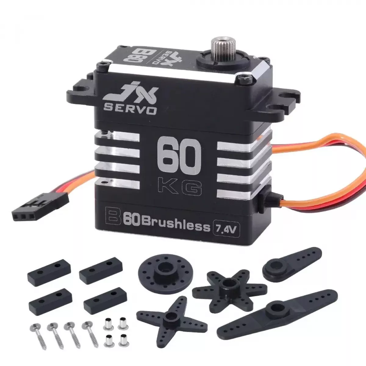 JX Servo B60 — Бесколлекторный серво 8.4В, 60кг, 0.11с/60°, металл, для RC авто и моделей JX Servo B60 — Бесколлекторный серво 8.4В, 60кг, 0.11с/60°, металл, для RC авто и моделей