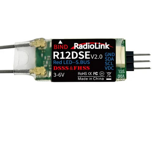 RadioLink R12DSE V2.0 2.4ГГц 12CH SBUS/PPM приёмник с DSSS&FHSS и встроенной телеметрией
