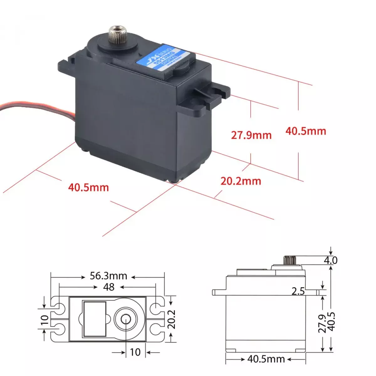 JX Servo PDI-5513MG - цифровой стандартный сервопривод 13 кг, металл, для RC моделей JX Servo PDI-5513MG - цифровой стандартный сервопривод 13 кг, металл, для RC моделей