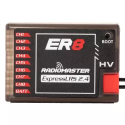 Приёмник RadioMaster ER8 2.4GHz ELRS 100мВт PWM для самолётов и дронов с двумя антеннами