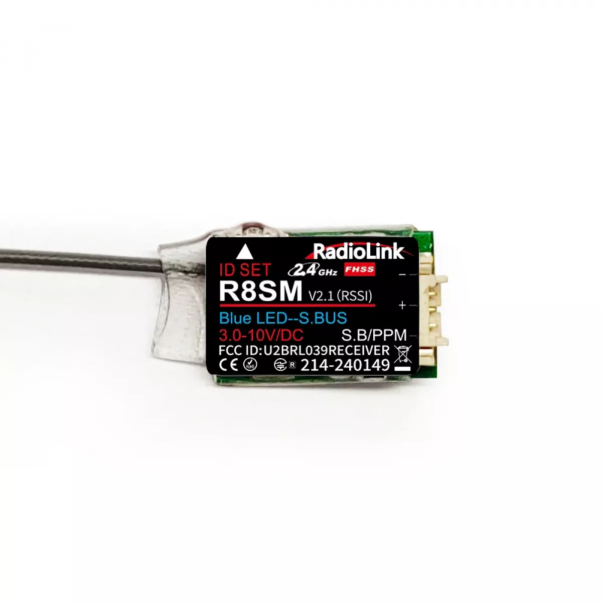 RadioLink R8SM 8-канальный мини-приёмник 2.4GHz SBUS/PPM для гоночных дронов RadioLink R8SM 8-канальный мини-приёмник 2.4GHz SBUS/PPM для гоночных дронов