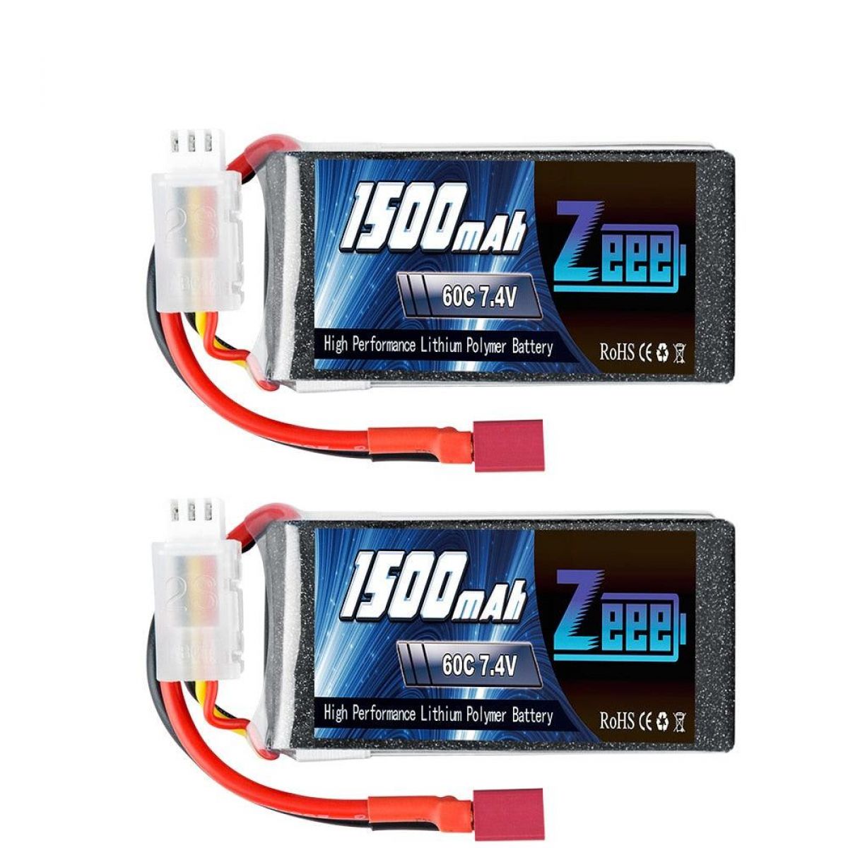 2 шт. Zeee LiPo 2S 7.4В 60C 1500мАч с разъемом Deans для FPV, дрона, лодки, авто, RC хобби 2 шт. Zeee LiPo 2S 7.4В 60C 1500мАч с разъемом Deans для FPV, дрона, лодки, авто, RC хобби