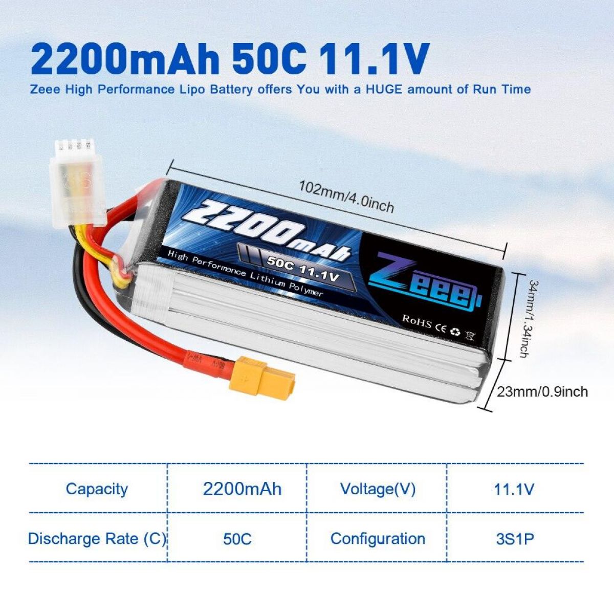 2шт Zeee 2200mAh 3S 11.1V 50C Lipo XT60 Аккумулятор для дрона, квадрокоптера, самолёта, FPV 2шт Zeee 2200mAh 3S 11.1V 50C Lipo XT60 Аккумулятор для дрона, квадрокоптера, самолёта, FPV