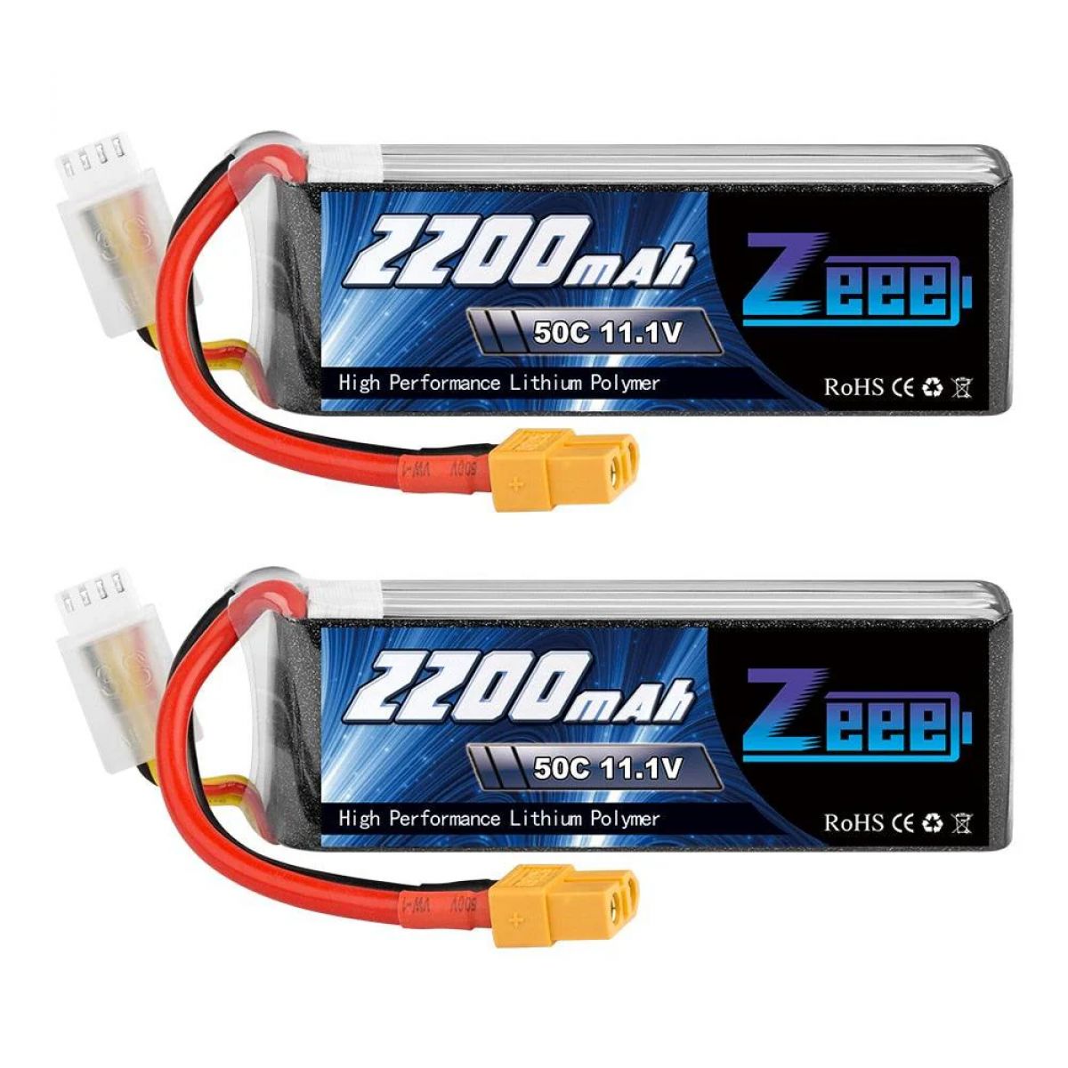 2шт Zeee 2200mAh 3S 11.1V 50C Lipo XT60 Аккумулятор для дрона, квадрокоптера, самолёта, FPV 2шт Zeee 2200mAh 3S 11.1V 50C Lipo XT60 Аккумулятор для дрона, квадрокоптера, самолёта, FPV