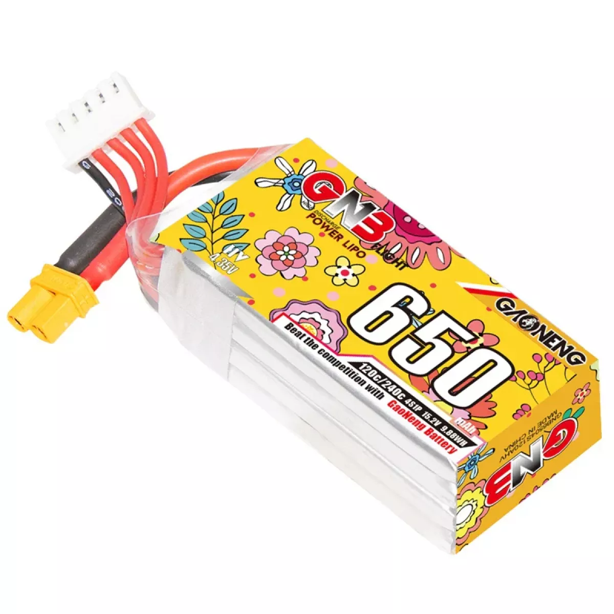 Аккумулятор GNB 4S HV 15.2В 650мАч 120C/240C LiPo для дронов с разъёмом XT30 Аккумулятор GNB 4S HV 15.2В 650мАч 120C/240C LiPo для дронов с разъёмом XT30
