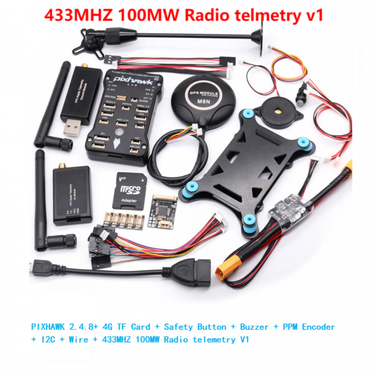 Контроллер полёта Pixhawk PX4 PIX 2.4.8 32-бит с 4G SD, PPM, I2C, автопилот для квадрокоптера Контроллер полёта Pixhawk PX4 PIX 2.4.8 32-бит с 4G SD, PPM, I2C, автопилот для квадрокоптера