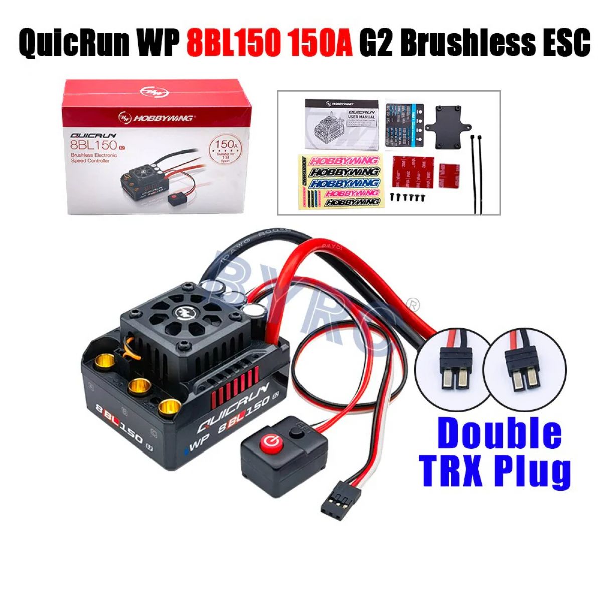Влагозащищённый ESC HobbyWing QuicRun 8BL150 G2 150A 3-6S для монстров 1/8 и траков Влагозащищённый ESC HobbyWing QuicRun 8BL150 G2 150A 3-6S для монстров 1/8 и траков