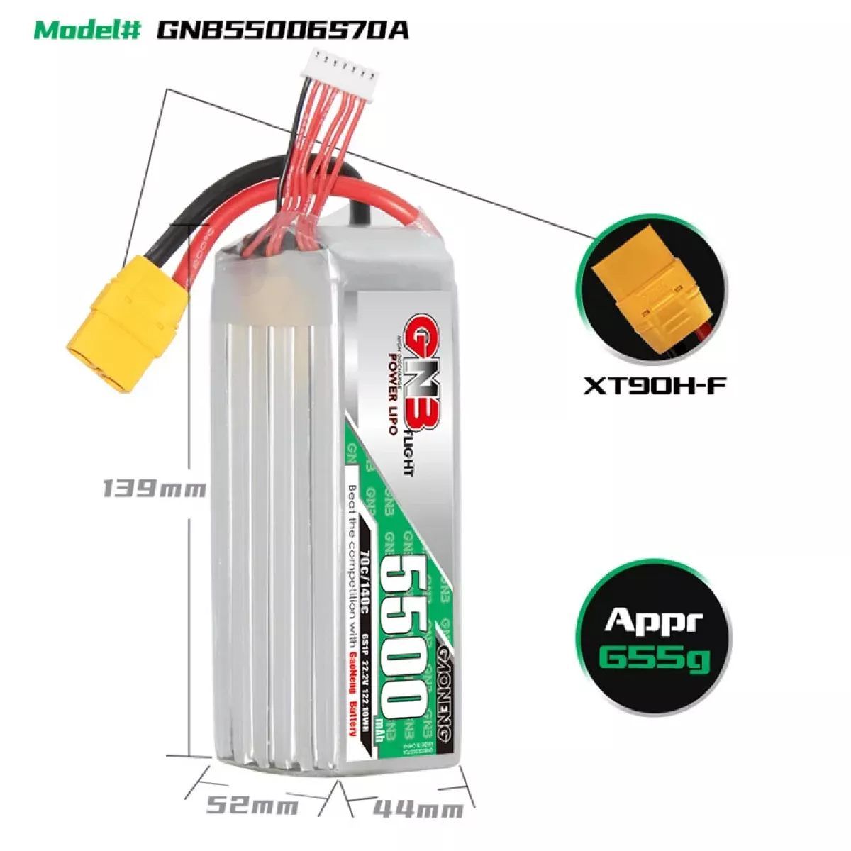 Аккумулятор GaoNeng GNB 6S 22.2V 5500mAh Lipo для FPV дрона Аккумулятор GaoNeng GNB 6S 22.2V 5500mAh Lipo для FPV дрона