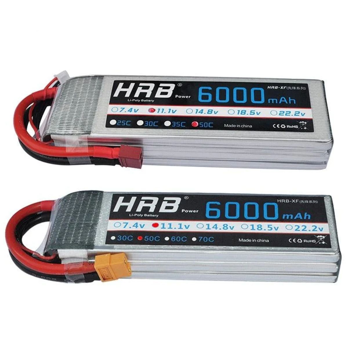 2 шт. аккумуляторов HRB Lipo 3S 6000мАч 11.1В 50C XT60 T Deans XT90 EC5 XT90-S для FPV, дронов, авто