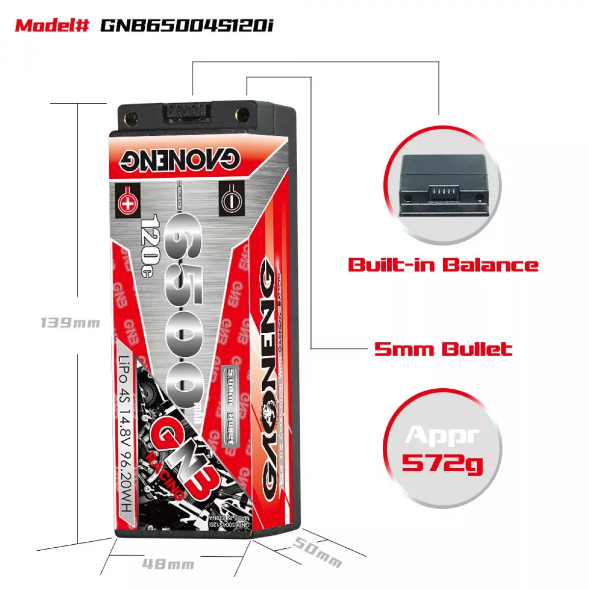 Аккумулятор GNB 4S 14.8V 6500mAh 120C/240C LiPo для дрона Аккумулятор GNB 4S 14.8V 6500mAh 120C/240C LiPo для дрона