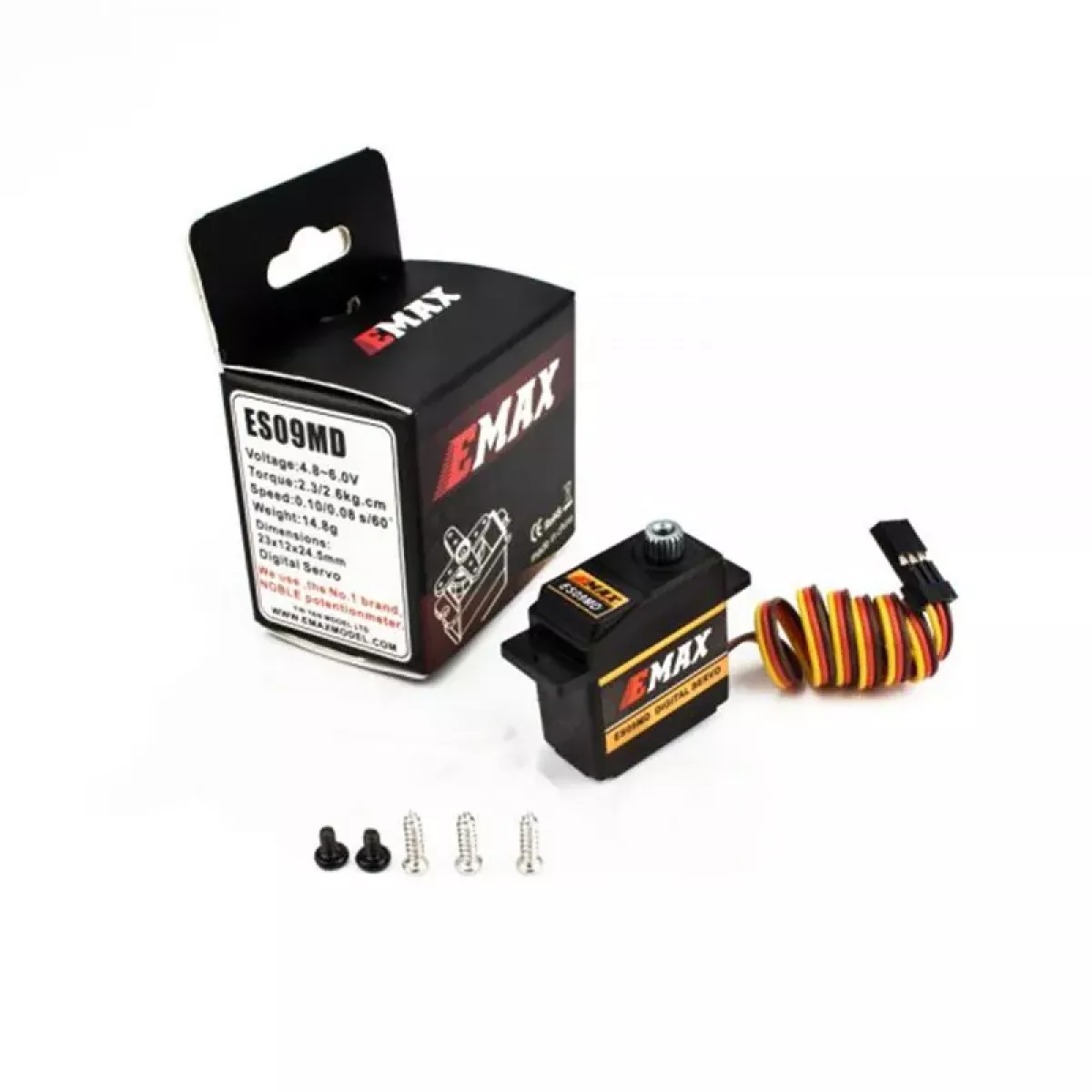 Сервопривод EMAX ES09MD (двойной подшипник) для флайбарлесс вертолётов 450 и FPV дронов Сервопривод EMAX ES09MD (двойной подшипник) для флайбарлесс вертолётов 450 и FPV дронов